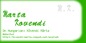 marta kovendi business card